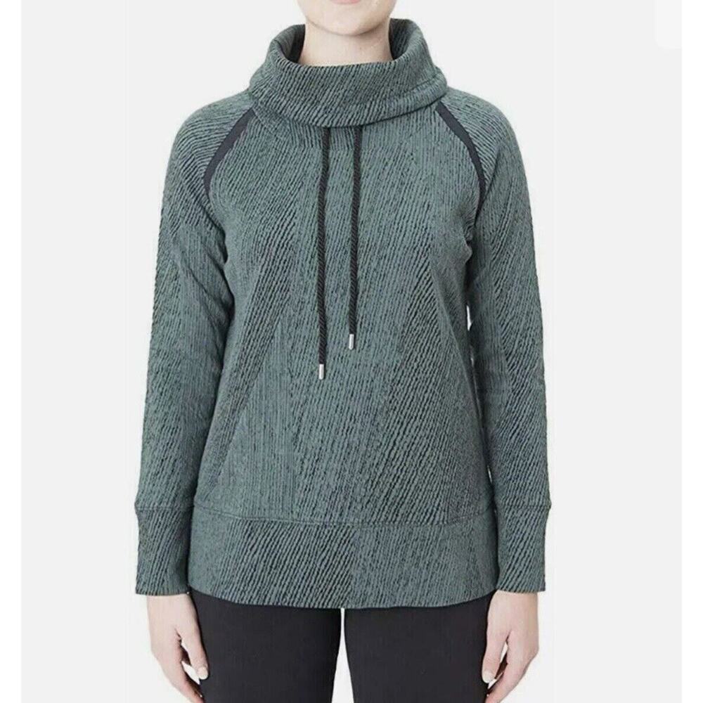 Kirkland Signature Jacquard Mockneck Cozy Pullover Women's M Green/Teal